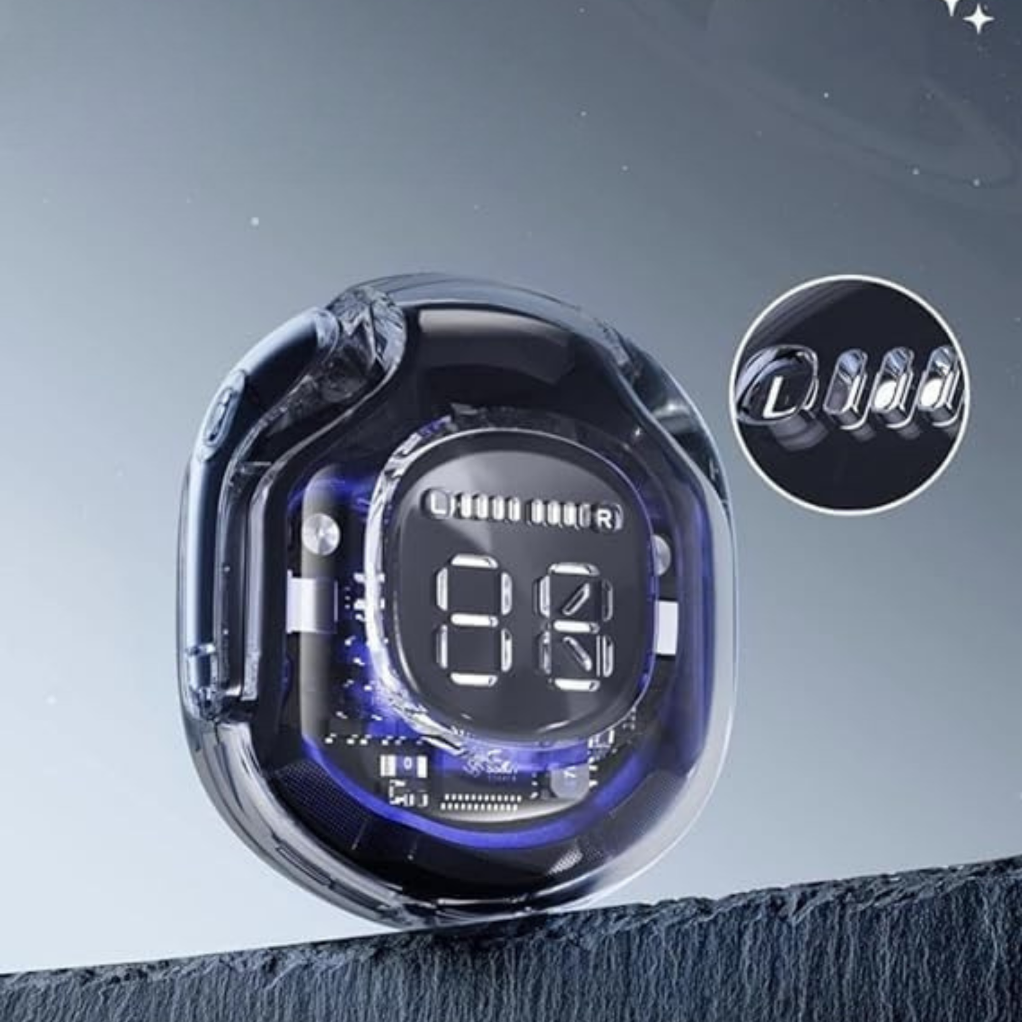 Picture of Mobicom Air 50  TWS wireless transparent airbuds bluetooth headphone for android & Iphone- 10 hours backup for android -samsung/realme/oppo/vivo/iphone/walton/tecno/xiaomi/nokia/laptop all device supported with premium quality