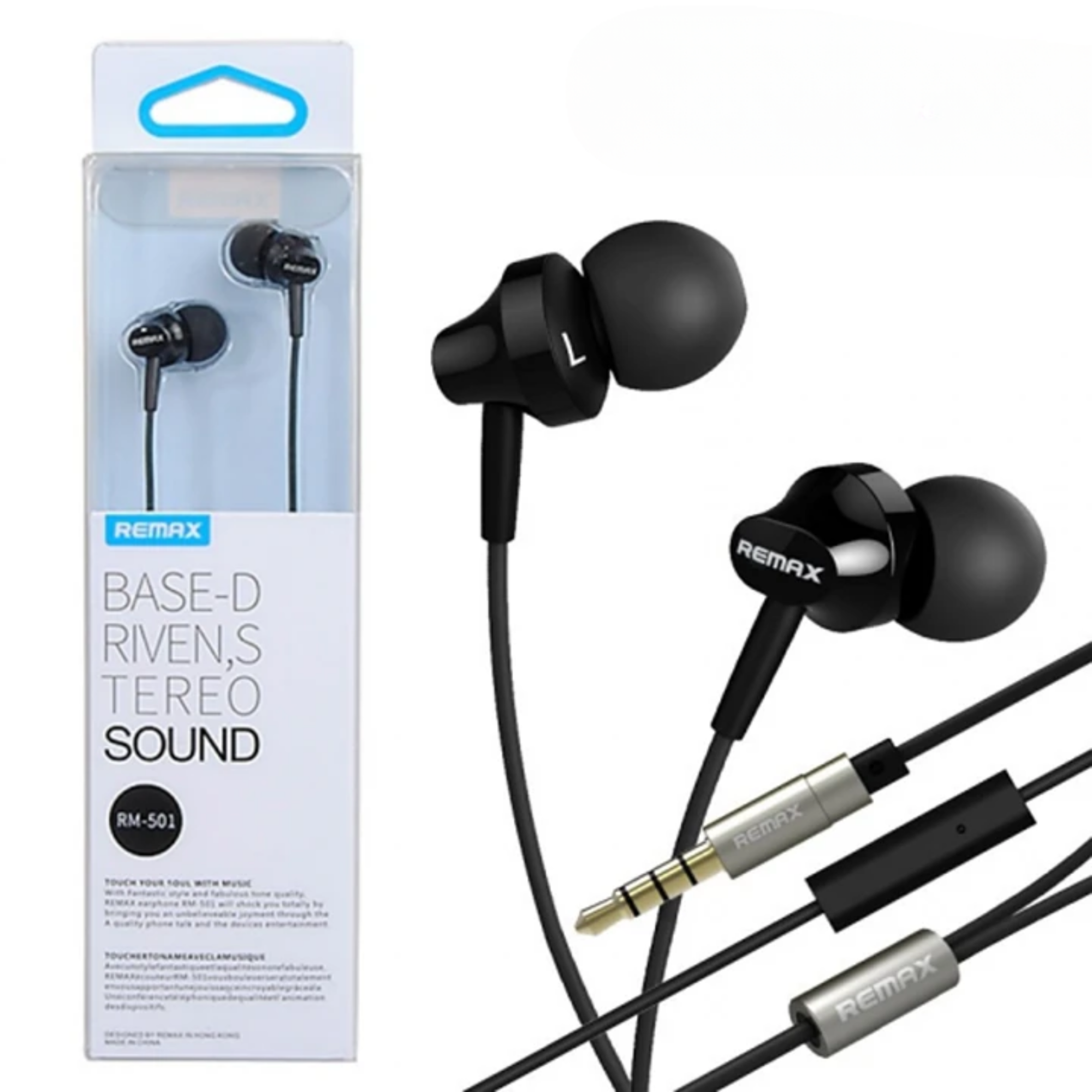 Picture of REMAX RM 510 In-Ear Earphone With Metal box-BLACK for android -samsung/realme/oppo/vivo/iphone/walton/tecno/xiaomi/nokia/laptop all device supported with premium quality