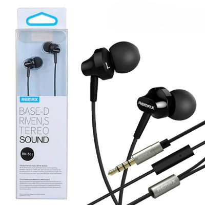 Picture of REMAX RM 510 In-Ear Earphone With Metal box-BLACK for android -samsung/realme/oppo/vivo/iphone/walton/tecno/xiaomi/nokia/laptop all device supported with premium quality