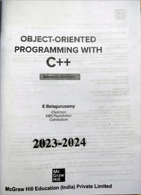 Picture of Object Oriented Programming with C++ by E Balagurusamy (7th Edition)