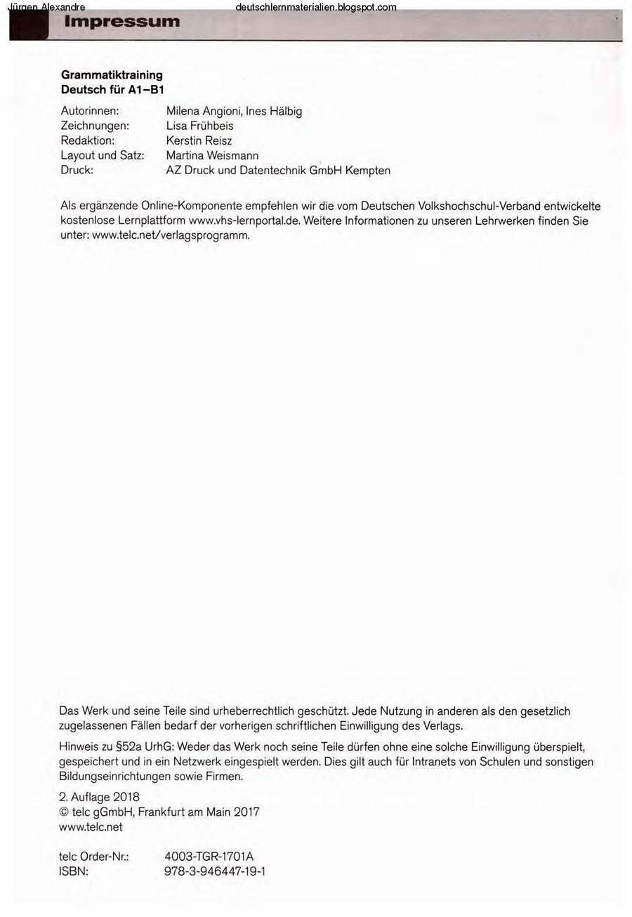 Picture of Grammatiktraining: Deutsch fur A1-B1 (Color Print)