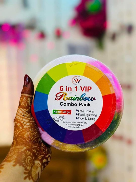 Picture of 6 in 1 Vip Rainbow Combo Face Pack - 500 gm