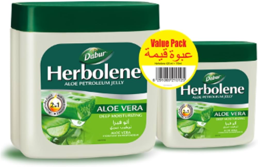 Picture of HERBOLENE Aloe Vera Petroleum Jelly (425 + 115 ml Free) | Enriched with Aloe Vera and Vitamin E | For Dry and Rough Skin or Chapped Lips | Value Pack