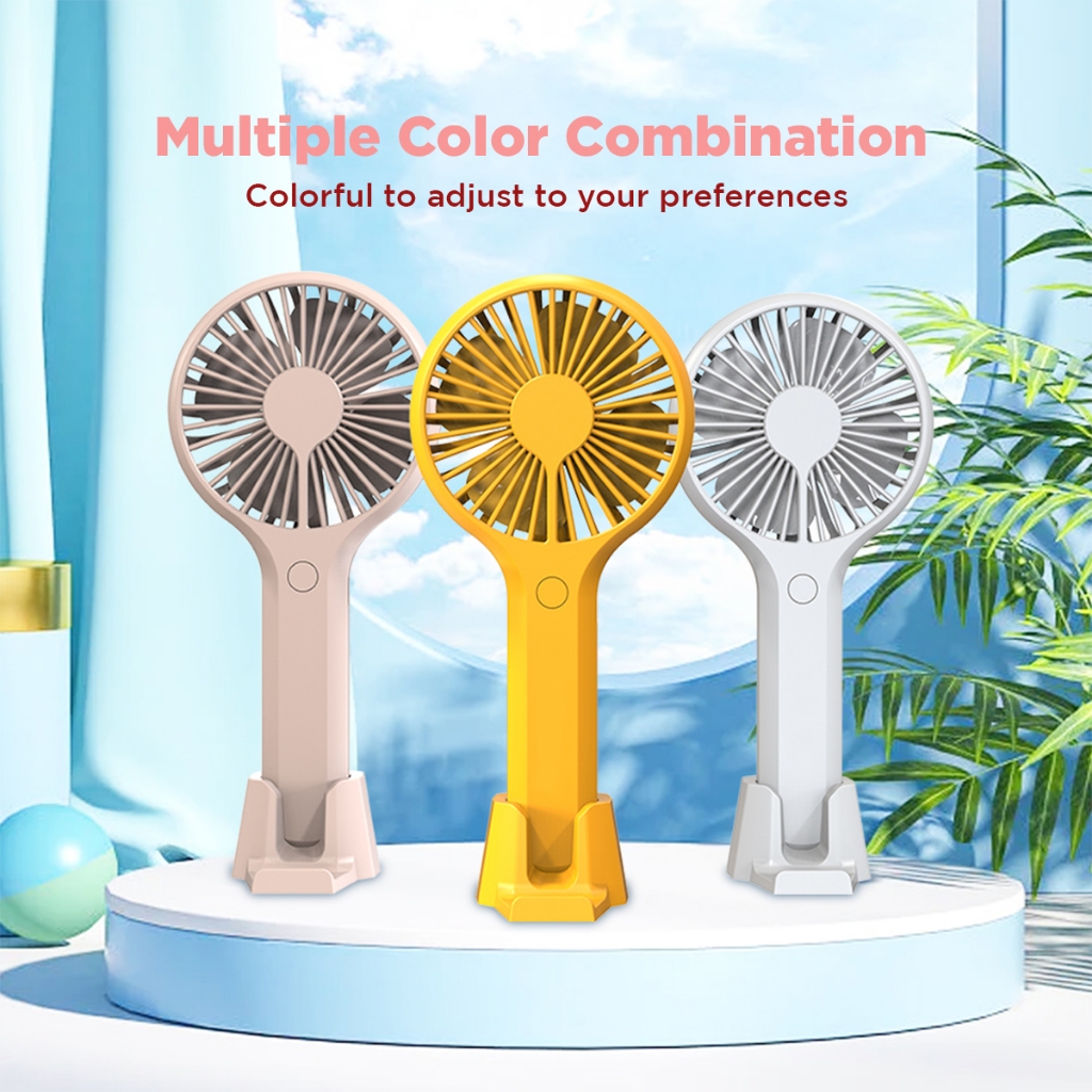 Picture of Mini Rechargeable USB Charging Portable Handheld 3x Gear Speed Fan With Mobile Stand For Indoor & Outdoor Use-1Pcs