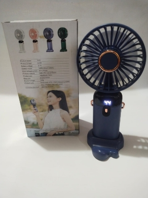 Picture of Handheld Mini Fan Foldable Portable Neck Hanging Fans 5 Speed USB Rechargeable Fan with Phone Stand and LED Digital Display Screen Fan-1Pcs