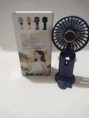 Picture of Handheld Mini Fan Foldable Portable Neck Hanging Fans 5 Speed USB Rechargeable Fan with Phone Stand and LED Digital Display Screen Fan-1Pcs