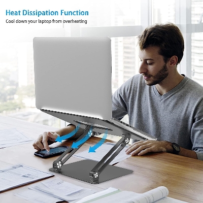 Picture of Laptop Stand, Adjustable Multi-Angle Laptop Riser with Heat-Vent Compatible for Laptop (10-17 inches) including MacBook Pro/Air, Surface Laptop, Samsung Notebook (Gray)