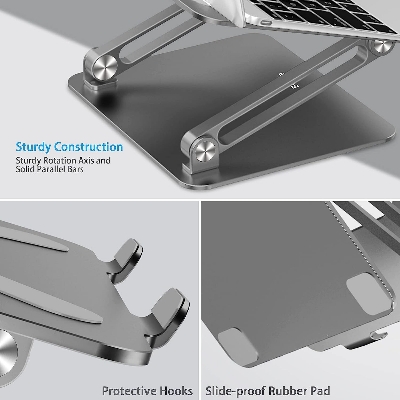 Picture of Laptop Stand, Adjustable Multi-Angle Laptop Riser with Heat-Vent Compatible for Laptop (10-17 inches) including MacBook Pro/Air, Surface Laptop, Samsung Notebook (Gray)