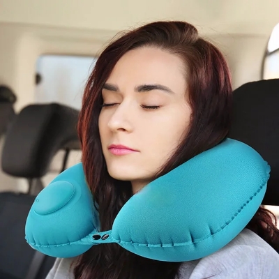 Picture of U-Shape Travel Pillow premium Air Inflatable Pillows Folding Press Type Neck Cushion