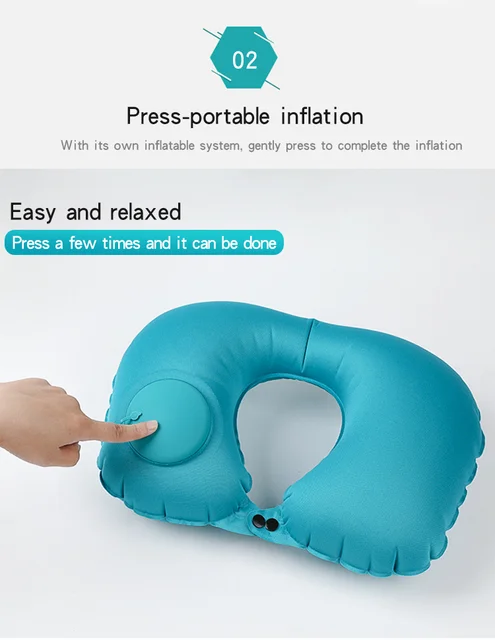 Picture of U-Shape Travel Pillow premium Air Inflatable Pillows Folding Press Type Neck Cushion