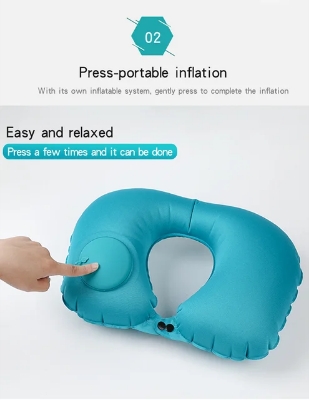 Picture of U-Shape Travel Pillow premium Air Inflatable Pillows Folding Press Type Neck Cushion