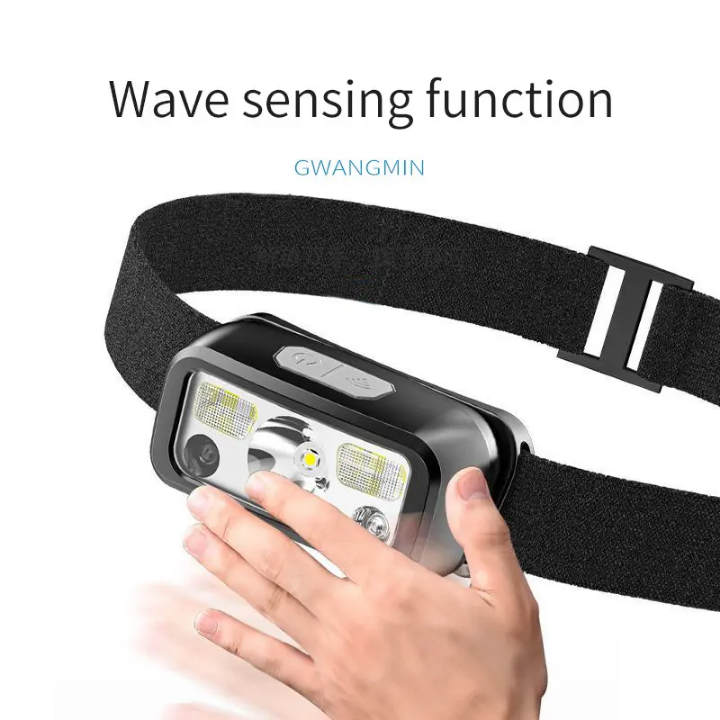 Picture of Rechargeable Headlamp Flashlight, 800 Lumens Motion Sensor Head Lamp, IPX4 Waterproof, Bright White Cree Led & Red Light, Perfect for Running, Camping, Hiking & More