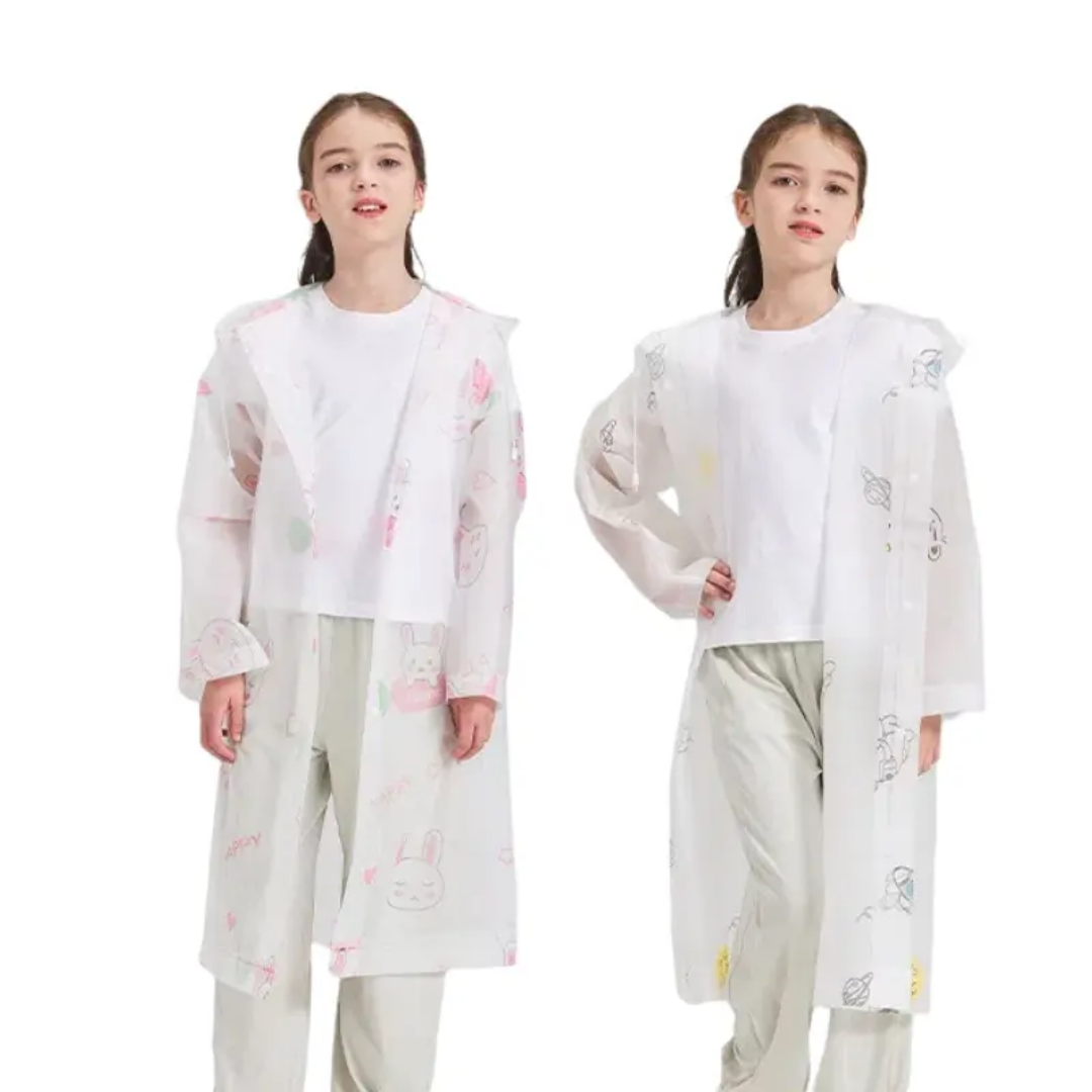 Picture of Cartoon eva children's raincoat 7-12 years old non-disposable thickened rainstorm-proof portable outdoor one-piece hiking rain