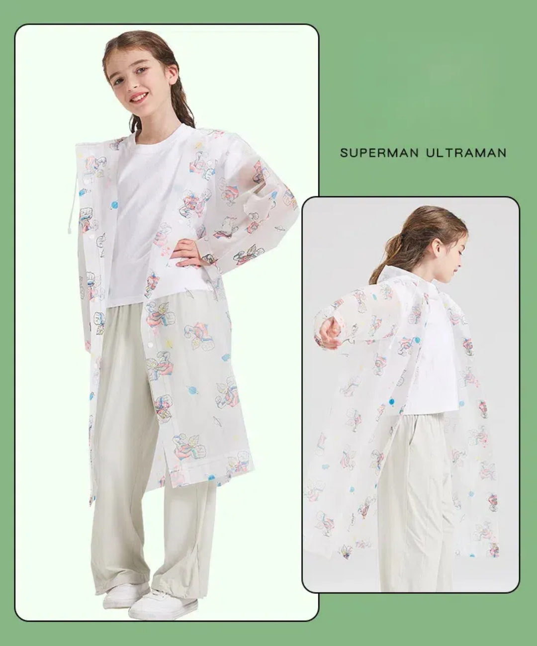 Picture of Cartoon eva children's raincoat 7-12 years old non-disposable thickened rainstorm-proof portable outdoor one-piece hiking rain