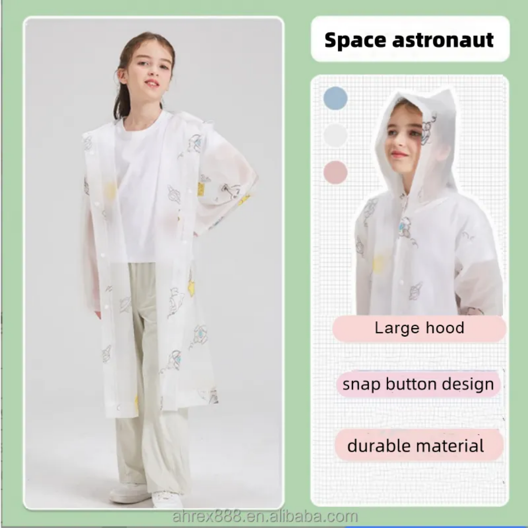 Picture of Cartoon eva children's raincoat 7-12 years old non-disposable thickened rainstorm-proof portable outdoor one-piece hiking rain