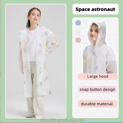 Picture of Cartoon eva children's raincoat 7-12 years old non-disposable thickened rainstorm-proof portable outdoor one-piece hiking rain