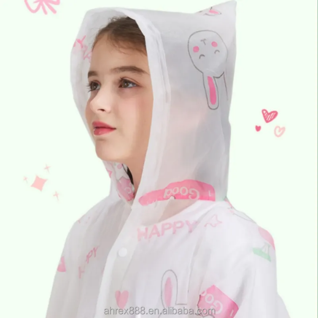 Picture of Cartoon eva children's raincoat 7-12 years old non-disposable thickened rainstorm-proof portable outdoor one-piece hiking rain