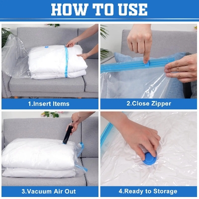 Picture of Vacuum Storage Bags - Save up to 80% Space and Protect Items From Dust, Insects, Germs - Perfect Solution For Organising Home and Travel - Ideal for Clothes, Bedding, Blanket, Pillows, Sweater, Dress and More