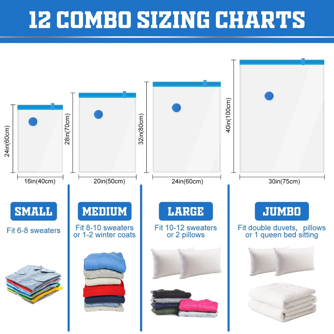 Picture of Vacuum Storage Bags - Save up to 80% Space and Protect Items From Dust, Insects, Germs - Perfect Solution For Organising Home and Travel - Ideal for Clothes, Bedding, Blanket, Pillows, Sweater, Dress and More