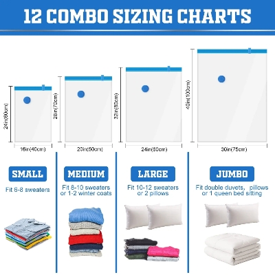 Picture of Vacuum Storage Bags - Save up to 80% Space and Protect Items From Dust, Insects, Germs - Perfect Solution For Organising Home and Travel - Ideal for Clothes, Bedding, Blanket, Pillows, Sweater, Dress and More