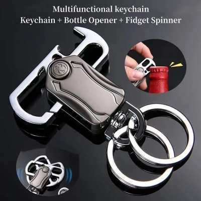 Picture of Metal Keychain Men's Pendant Personalized Men's Keychain with Fingertip Gyroscope Bottle Opener Keychain
