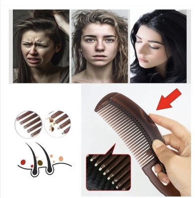 Picture of Cross-border hot selling 5-piece set of anti-dandruff comb stainless steel fine-tooth anti-dandruff comb anti-dandruff comb hollow tooth hairbrush scalp massage