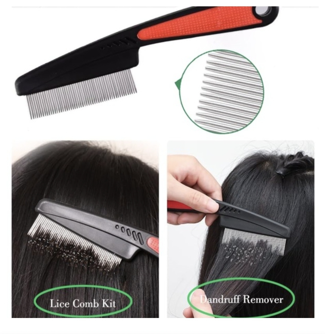Picture of Cross-border hot selling 5-piece set of anti-dandruff comb stainless steel fine-tooth anti-dandruff comb anti-dandruff comb hollow tooth hairbrush scalp massage
