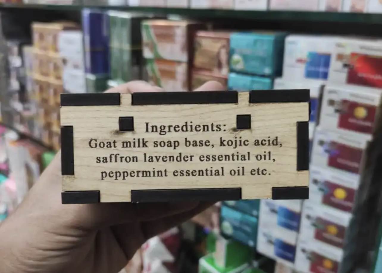 Picture of Hand Made Goat Milk Jafran Soap With Wooden Box 100g