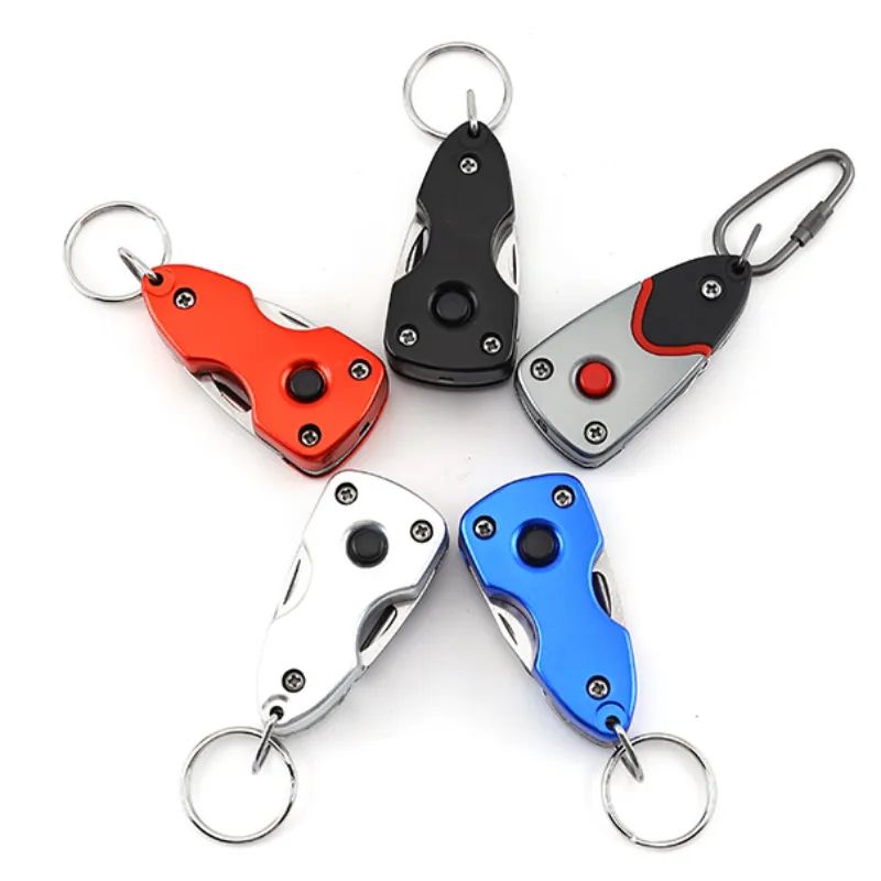 Picture of Multi-functional Keychain cutter Outdoor 6-in-1 Folding Mini Screwdriver Stainless Steel Tool  with LED Keychain