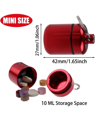 Picture of Aluminum Pill Case Key Chain Waterproof Seal Medicine Organizer Bone Ash Box Capsule Holder Container Metal Pill Holder Keyring
