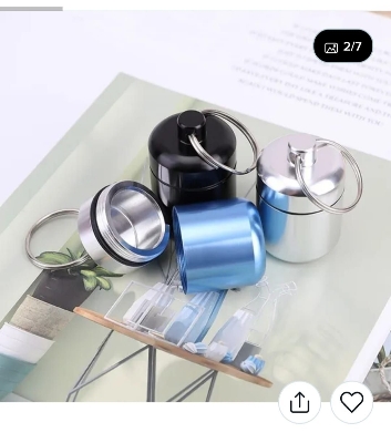 Picture of Aluminum Pill Case Key Chain Waterproof Seal Medicine Organizer Bone Ash Box Capsule Holder Container Metal Pill Holder Keyring
