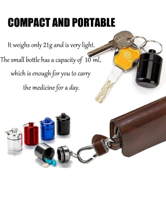 Picture of Aluminum Pill Case Key Chain Waterproof Seal Medicine Organizer Bone Ash Box Capsule Holder Container Metal Pill Holder Keyring