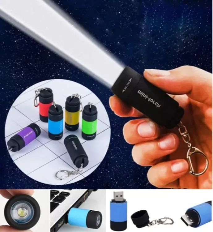 Picture of LED Mini Torch USB Key Chain Ring Rechargeable Tor