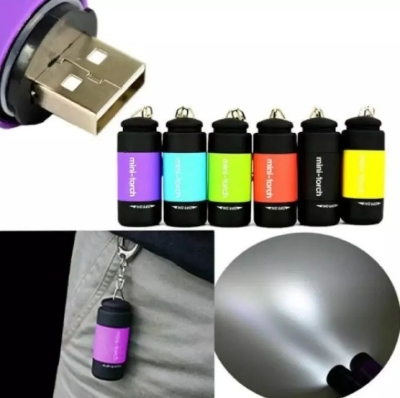 Picture of LED Mini Torch USB Key Chain Ring Rechargeable Tor