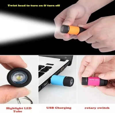 Picture of LED Mini Torch USB Key Chain Ring Rechargeable Tor
