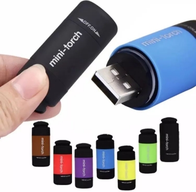 Picture of LED Mini Torch USB Key Chain Ring Rechargeable Tor