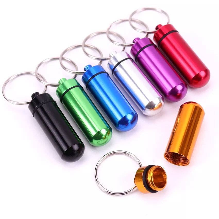 Picture of Waterproof Capsule Case Medicine Box Key Chain Ring Pillcase