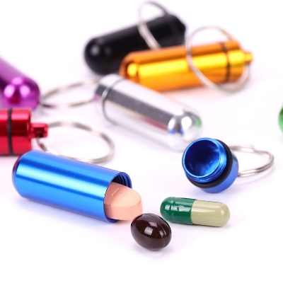 Picture of Waterproof Capsule Case Medicine Box Key Chain Ring Pillcase