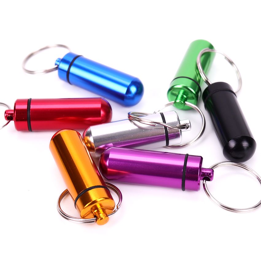 Picture of Waterproof Capsule Case Medicine Box Key Chain Ring Pillcase