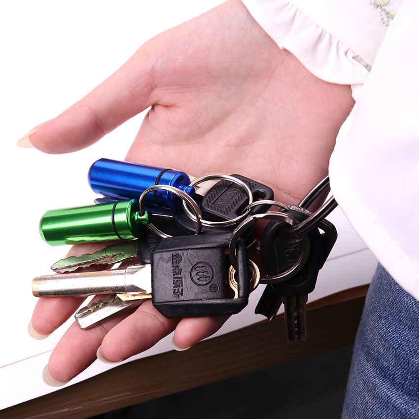 Picture of Waterproof Capsule Case Medicine Box Key Chain Ring Pillcase