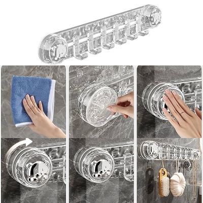 Picture of 5Pcs Rotating Suction Hook – 360° Adhesive Wall Hangers for Kitchen, Bathroom, and Office