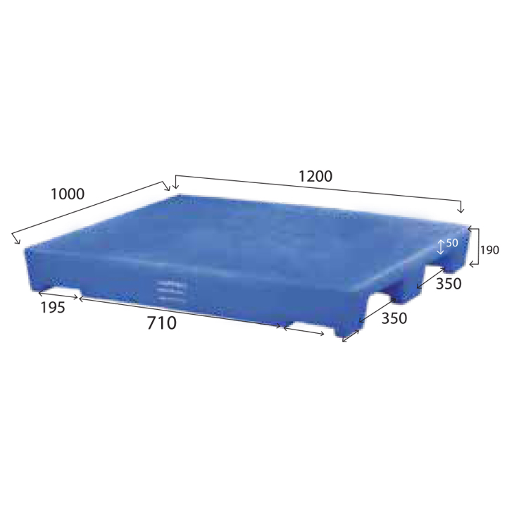 Picture of Industrial PU Pallet 3 Runner Blue 1000x1200x150