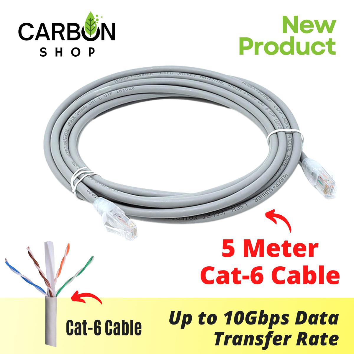 Picture of 5 Meter Cat 6 Gigabit Ethernet Cable Network Patch Cord Cable LAN Adapter Internet Copper Twisted Wire LAN Cable Plug Connector for Laptop Mac PC WIFI CC Camera Smart TV Box Android