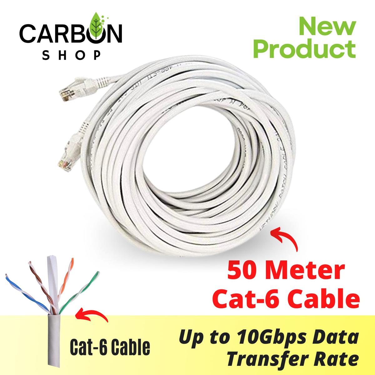 Picture of 50 Meter Cat 6 Gigabit Ethernet Cable Network Patch Cord Cable LAN Adapter Internet Copper Twisted Wire LAN Cable Plug Connector for Laptop Mac PC WIFI CC Camera Smart TV Box Android