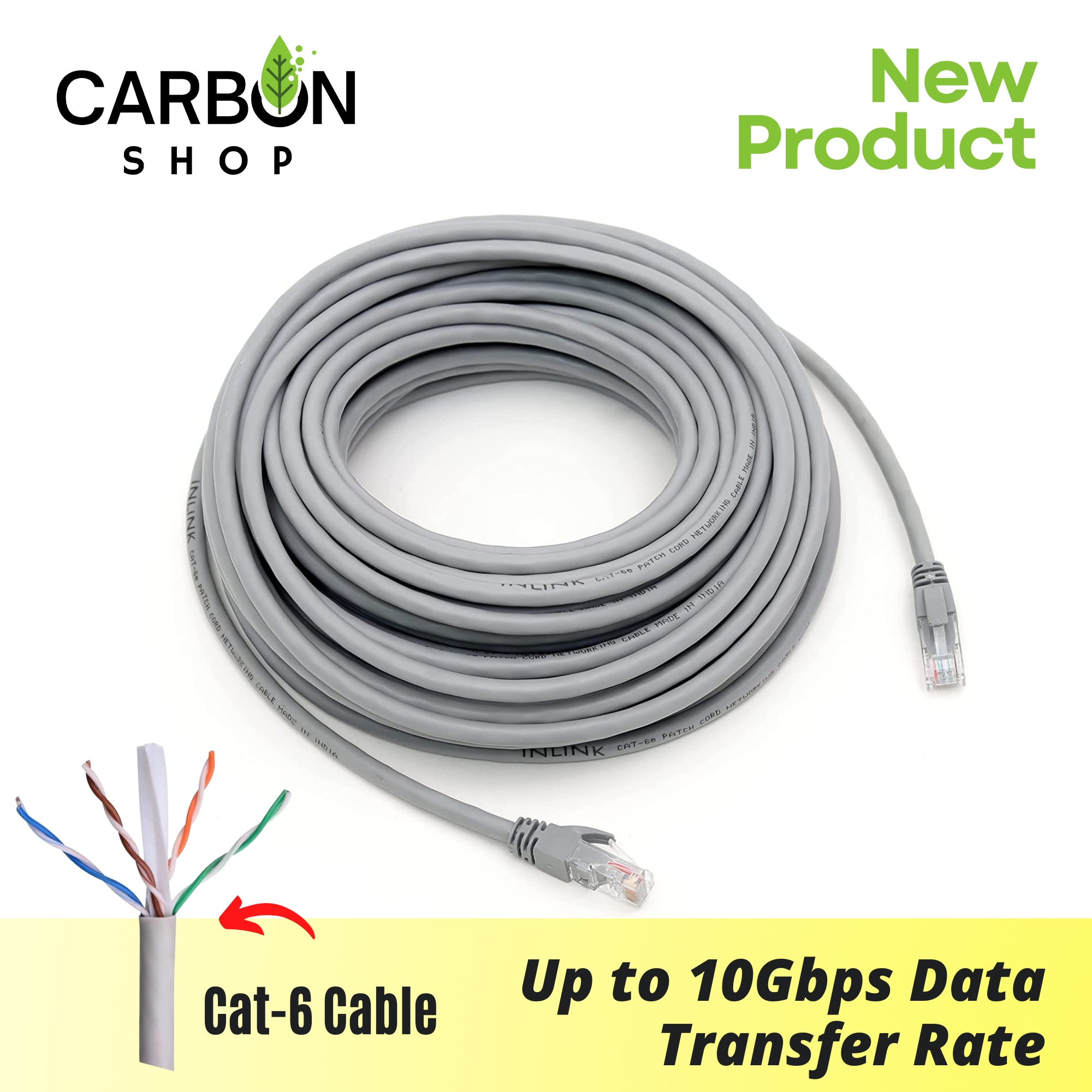 Picture of 50 Meter Cat 6 Gigabit Ethernet Cable Network Patch Cord Cable LAN Adapter Internet Copper Twisted Wire LAN Cable Plug Connector for Laptop Mac PC WIFI CC Camera Smart TV Box Android