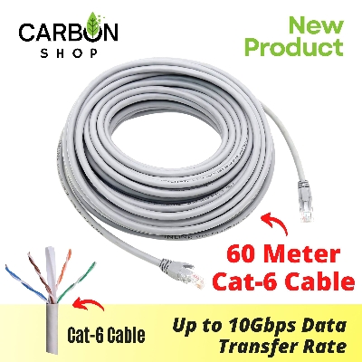 Picture of 60 Meter Cat 6 Gigabit Ethernet Cable Network Patch Cord Cable LAN Adapter Internet Copper Twisted Wire LAN Cable Plug Connector for Laptop Mac PC WIFI CC Camera Smart TV Box Android