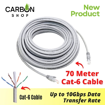 Picture of 70 Meter Cat 6 Gigabit Ethernet Cable Network Patch Cord Cable LAN Adapter Internet Copper Twisted Wire LAN Cable Plug Connector for Laptop Mac PC WIFI CC Camera Smart TV Box Android