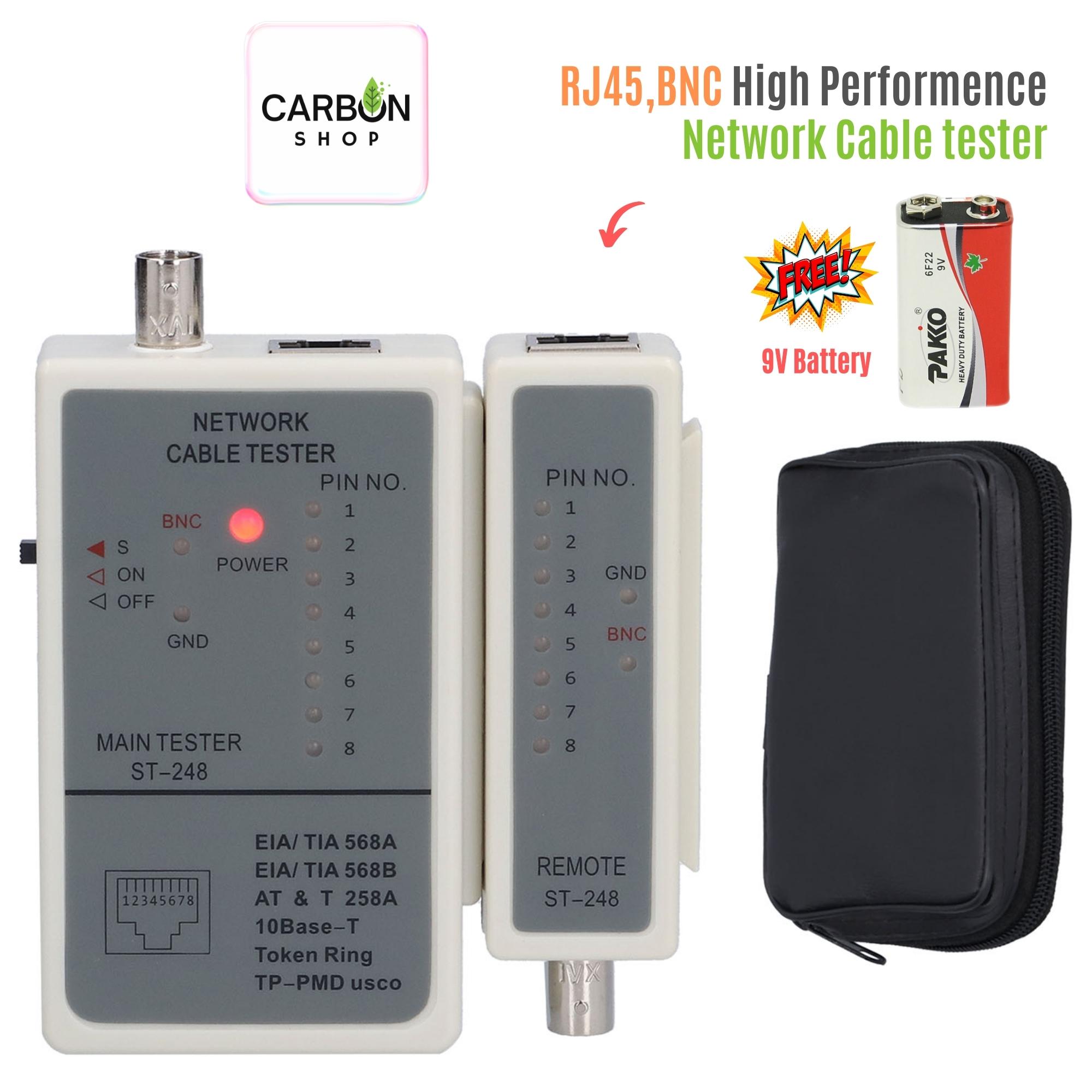 Picture of Network Cable Tester RJ45 RJ12 RJ11 Network Wires Detector Cat 5 Cat 6 Cable Connector Premium Cable Repair Set Cable Mapper for Cat5 Cat6 Telephone Line Cable with DC 9V D-link type High Quality