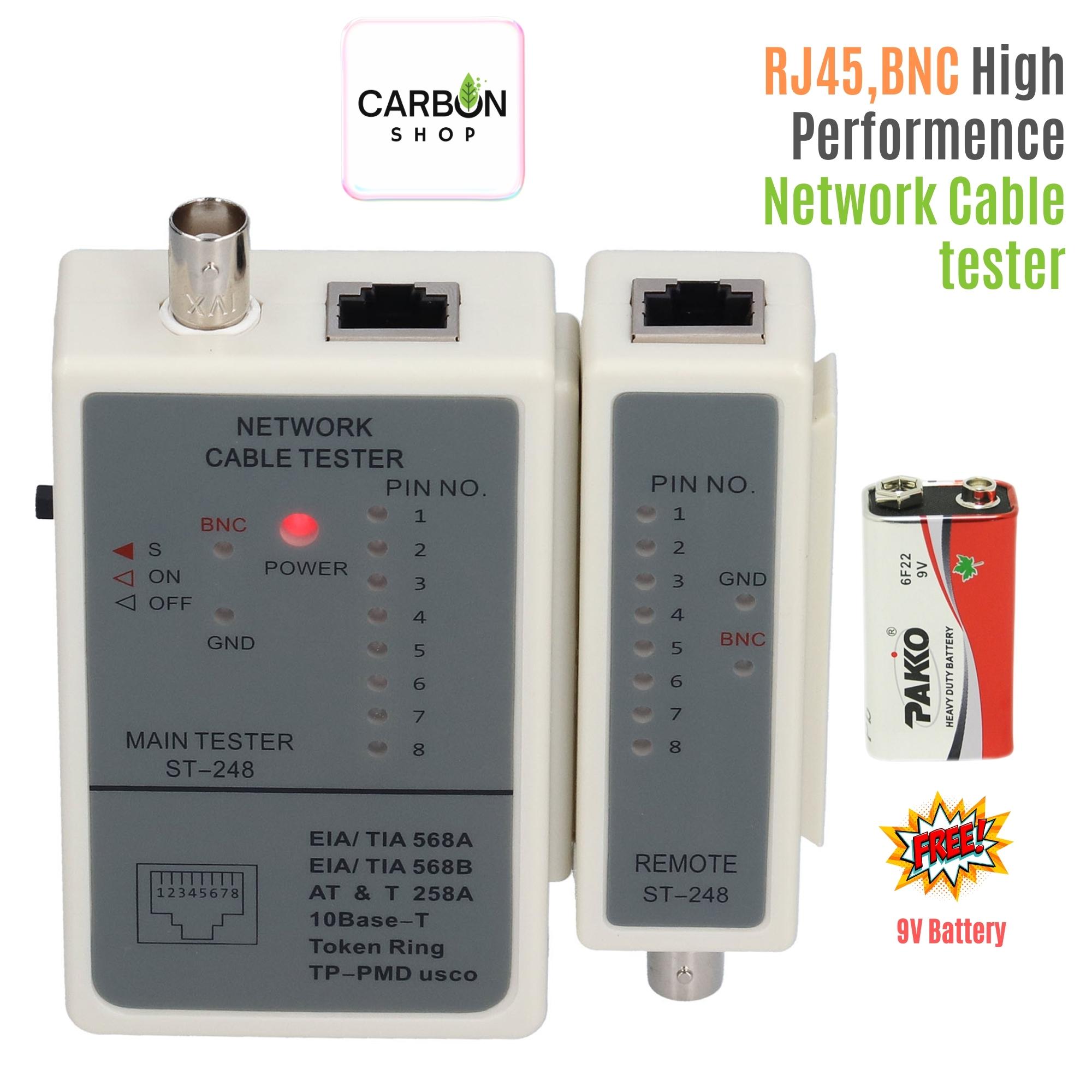 Picture of Network Cable Tester RJ45 RJ12 RJ11 Network Wires Detector Cat 5 Cat 6 Cable Connector Premium Cable Repair Set Cable Mapper for Cat5 Cat6 Telephone Line Cable with DC 9V D-link type High Quality