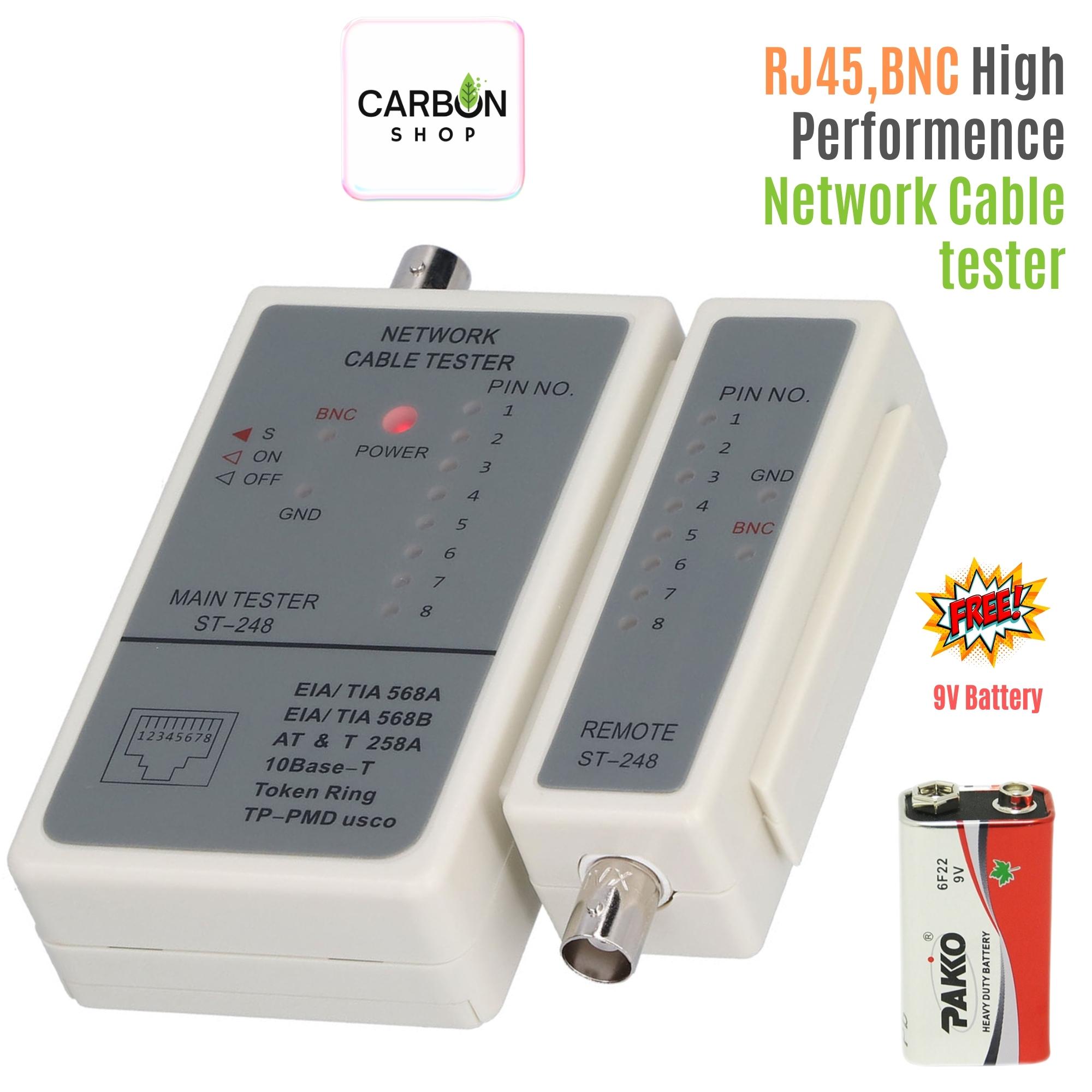 Picture of Network Cable Tester RJ45 RJ12 RJ11 Network Wires Detector Cat 5 Cat 6 Cable Connector Premium Cable Repair Set Cable Mapper for Cat5 Cat6 Telephone Line Cable with DC 9V D-link type High Quality